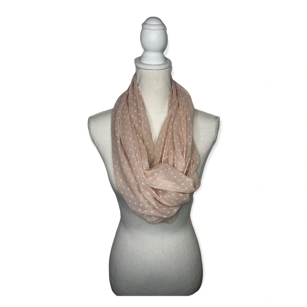 CEJON Light Pink Infinity Scarf with Embroidered Dots